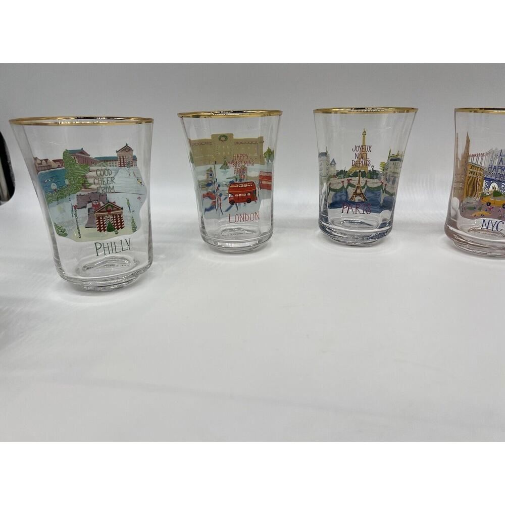 Anthropologie Holiday In The City Juice Glass Drinking Glasses 2024 Full Set - Picture 8 of 16